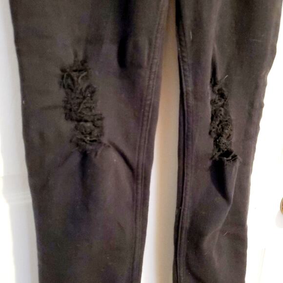 EXPRESS stretch legging high rise jeans Black Distressed Inseam 29.5 size 2R - Picture 3 of 7